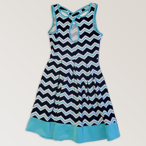 Colorful Sleeveless Dress, Zigzag Pattern Mini Dress, Size S - Picture 2 of 5